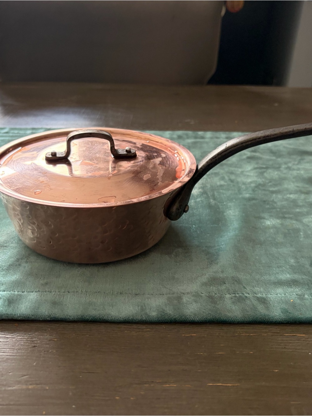 Franch Copper Saucepan with Lid - Copper Finish